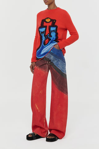 Model in Multicolor Amoret Jeans - Three Quarter Studio View | Gabriela Hearst