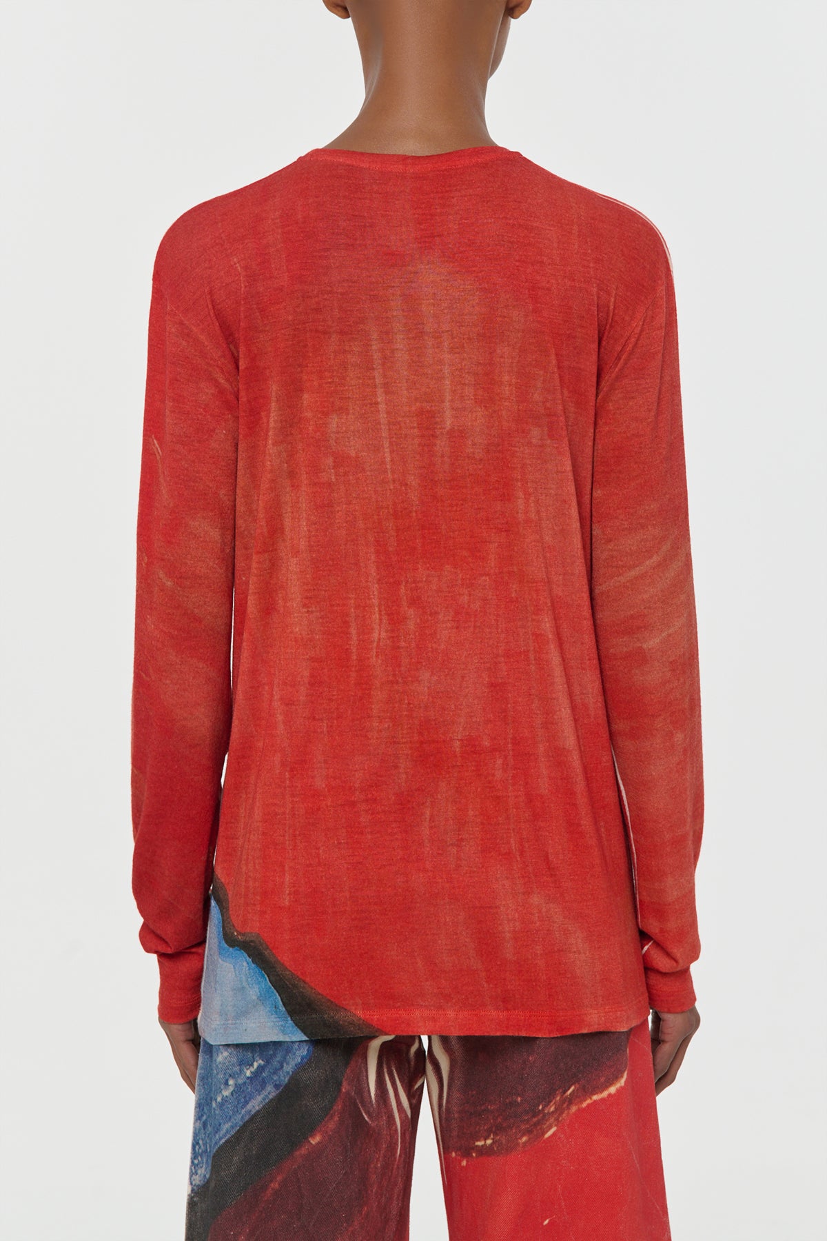 Isaro Long Sleeve T-shirt in Air Multi Printed Cashmere Jersey