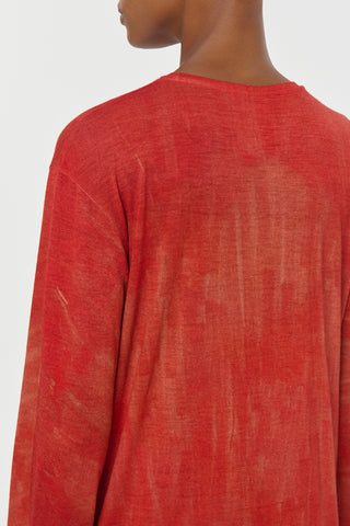 Isaro Red Cashmere Jersey Top - Back Shoulder Fabric Texture Detail | Gabriela Hearst