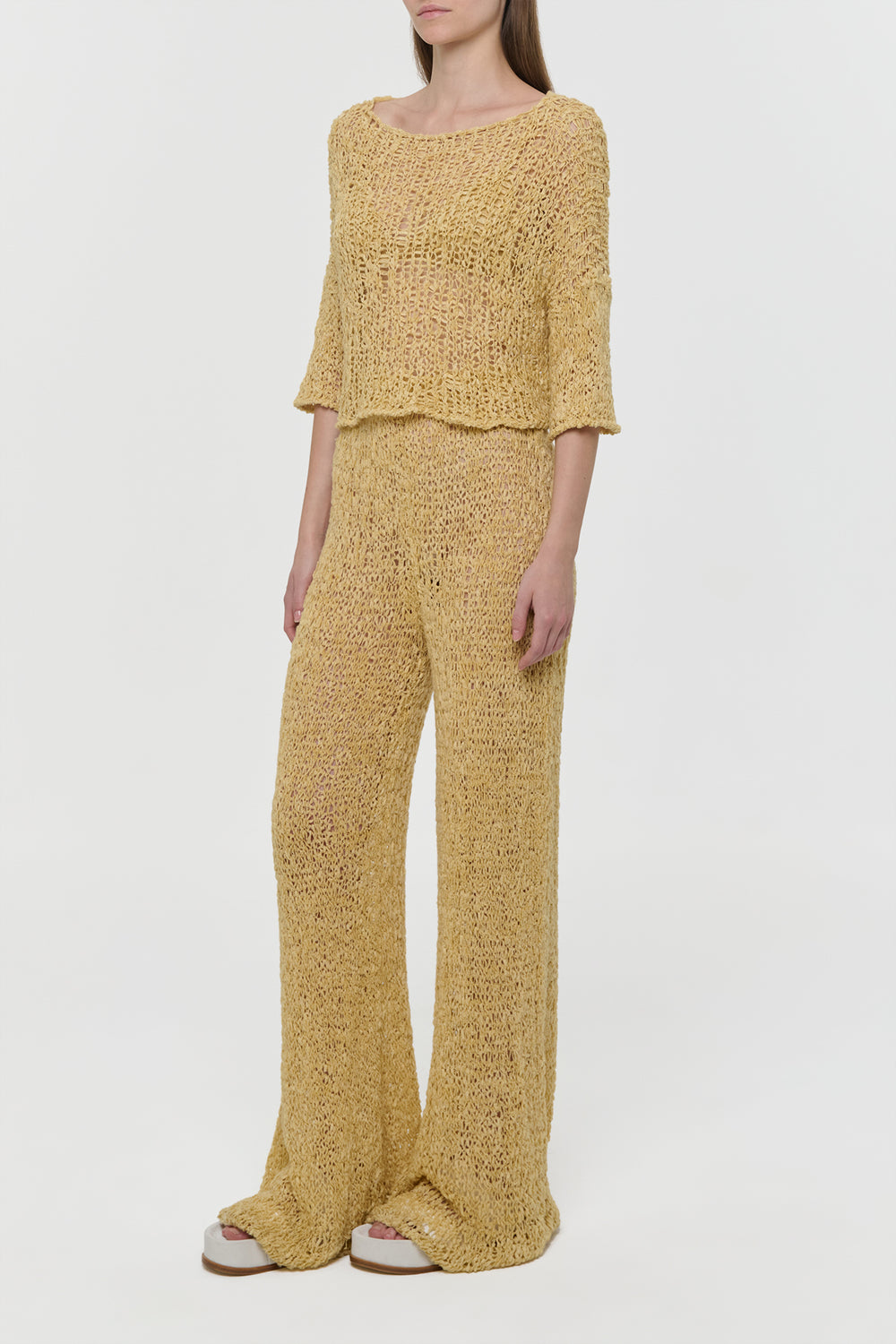 Oriel Knit Pant in Hay Silk Cashmere Linen