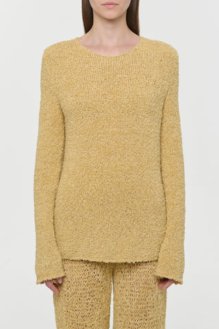 Hay Crescenta Knit Crewneck Sweater - Front View On Model, Luxury Knitwear | Gabriela Hearst