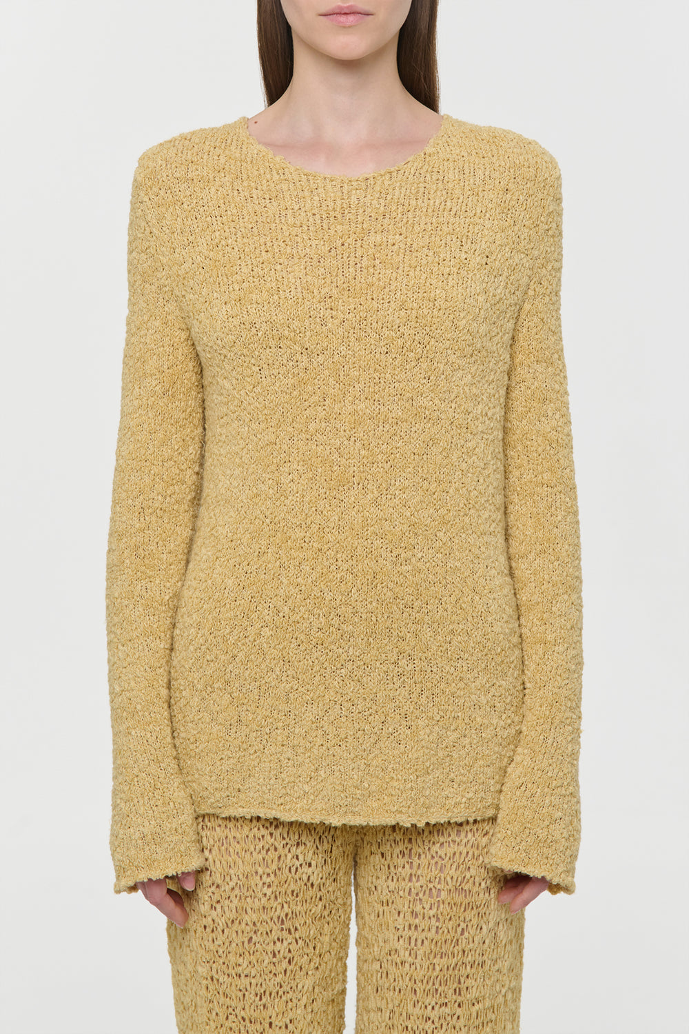 Crescenta Knit Sweater in Hay Silk Cashmere Linen