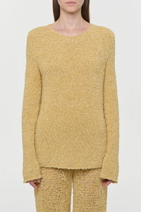 Crescenta Knit Sweater in Hay Silk Cashmere Linen
