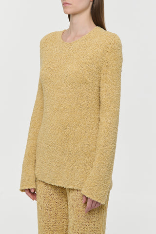 Hay Crescenta Silk Cashmere Linen Knit Sweater - Three-Quarter Side View On Model | Gabriela Hearst