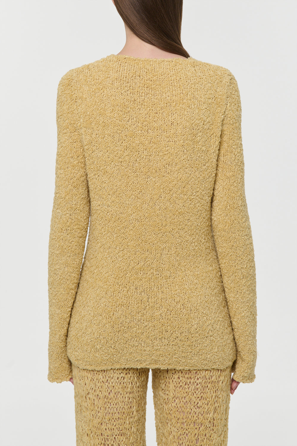 Crescenta Knit Sweater in Hay Silk Cashmere Linen