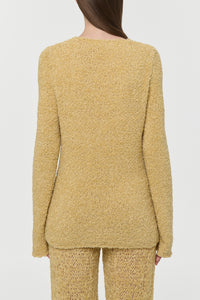 Crescenta Knit Sweater in Hay Silk Cashmere Linen