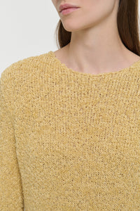 Crescenta Knit Sweater in Hay Silk Cashmere Linen