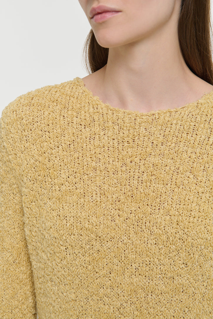 Crescenta Knit Sweater in Hay Silk Cashmere Linen