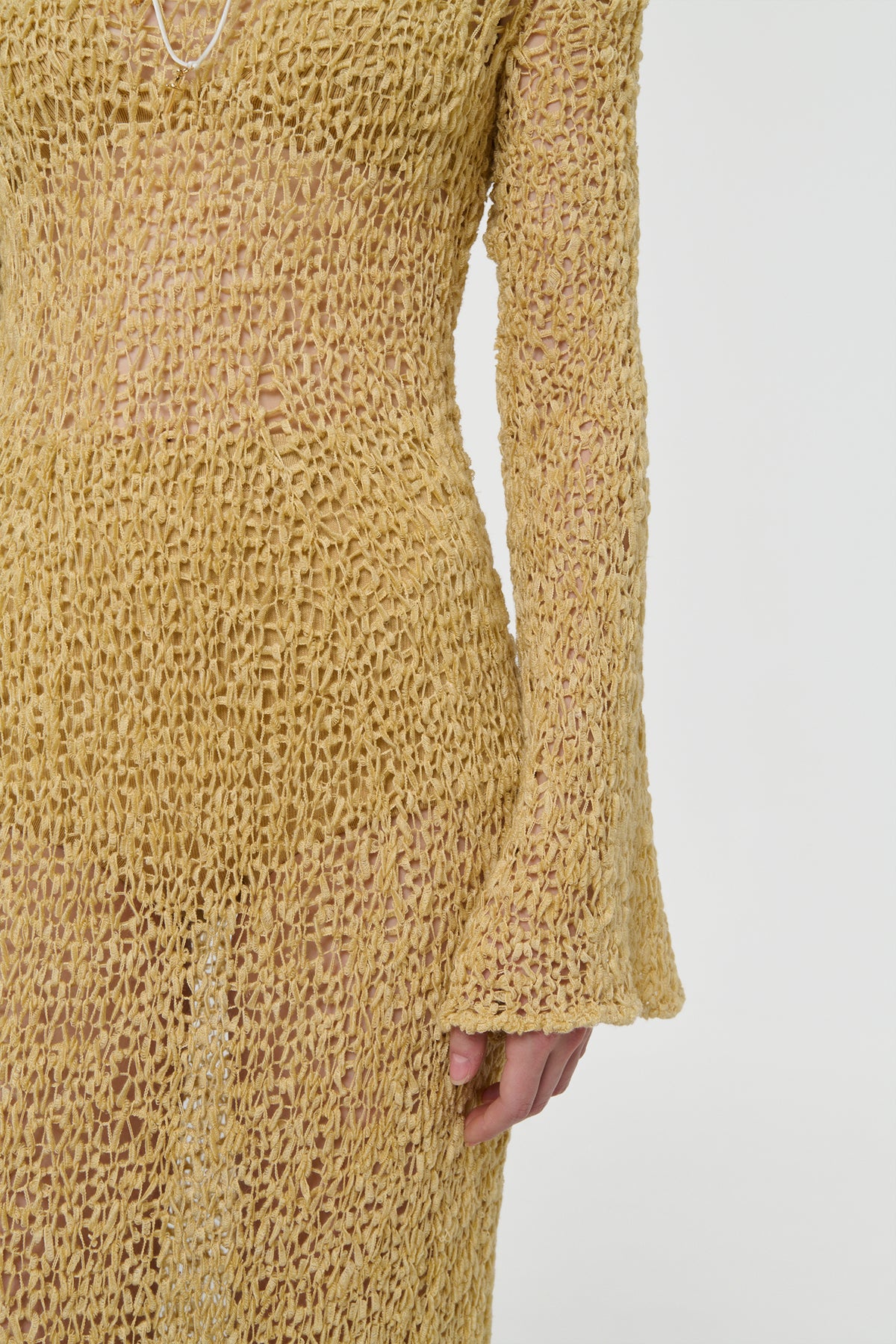 Elinea Knit Maxi Dress in Hay Silk Cashmere Linen