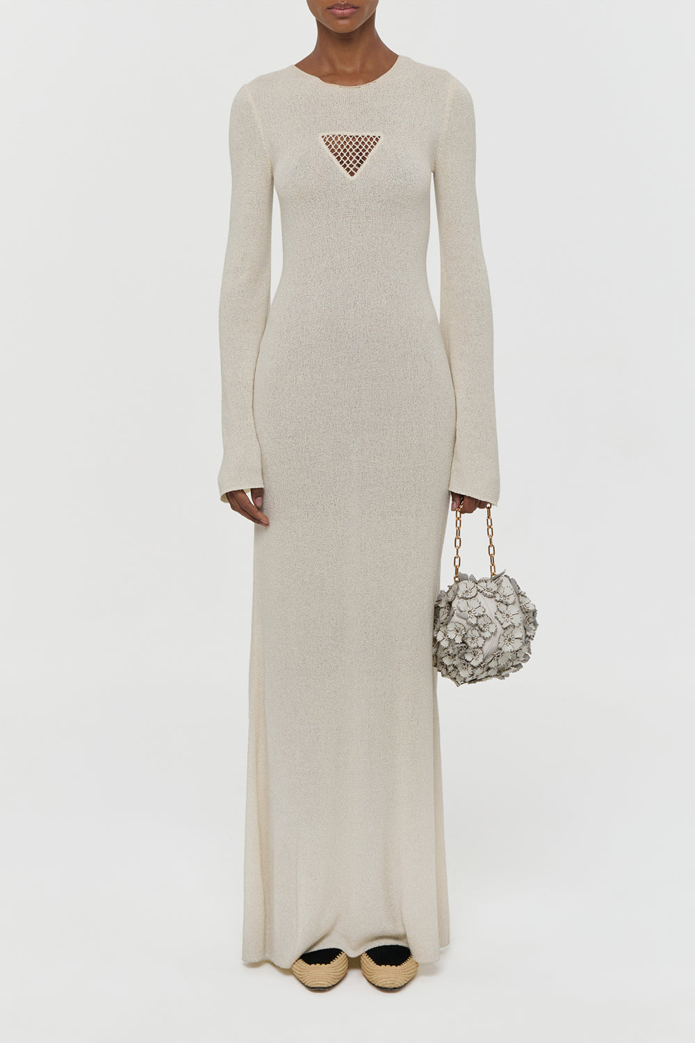 Arisen Knit Maxi Dress in Off White Mulberry Silk
