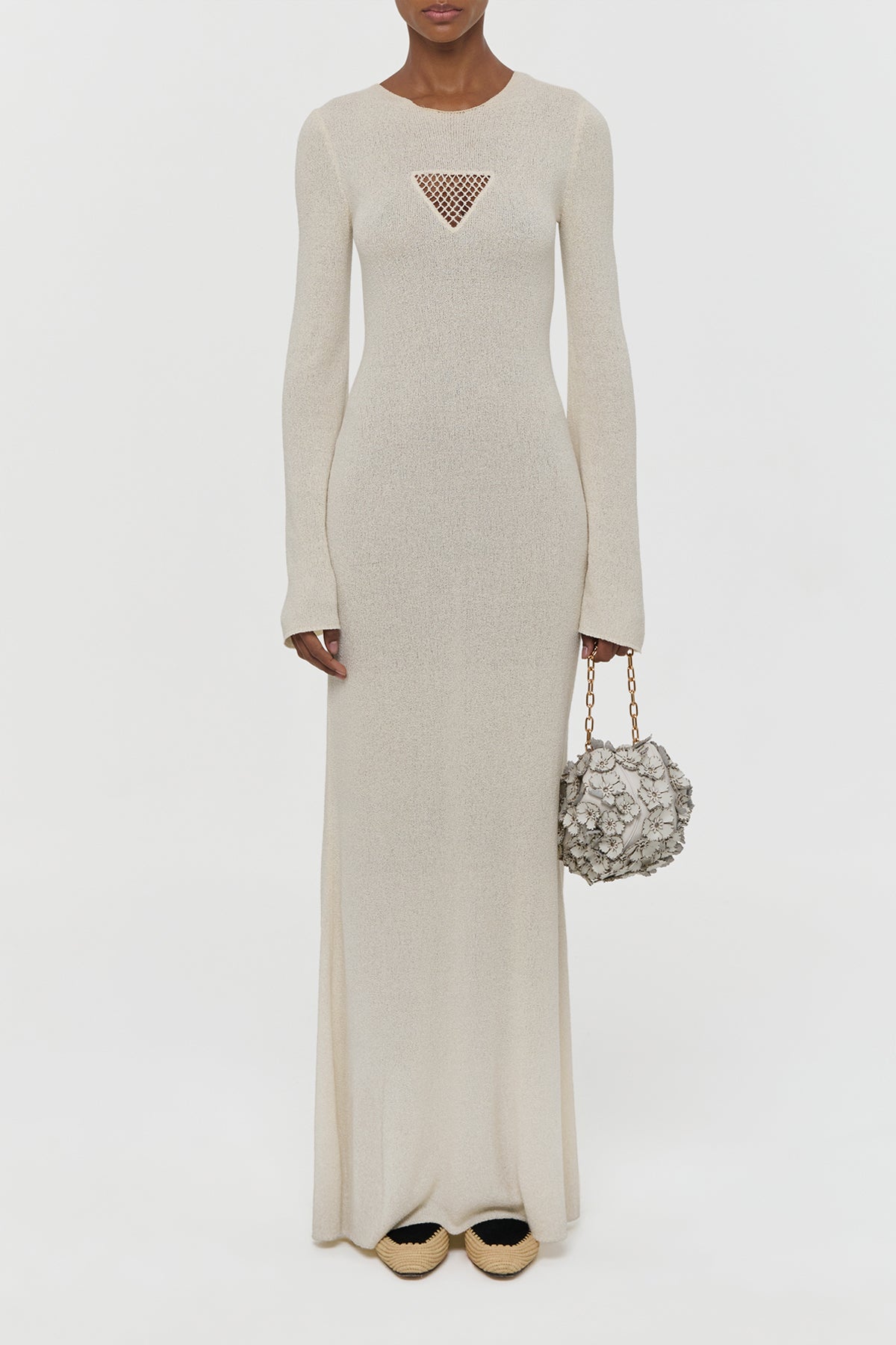 Arisen Knit Maxi Dress in Off White Mulberry Silk
