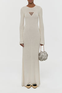 Arisen Knit Maxi Dress in Off White Mulberry Silk