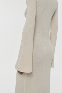 Arisen Knit Maxi Dress in Off White Mulberry Silk