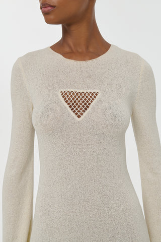 Ivory Mulberry Silk Knit Dress - Chest Cutout Detail | Gabriela Hearst