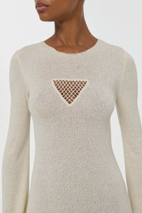 Arisen Knit Maxi Dress in Off White Mulberry Silk