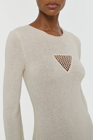Off White Silk Dress - Macrame Triangle Detail | Gabriela Hearst