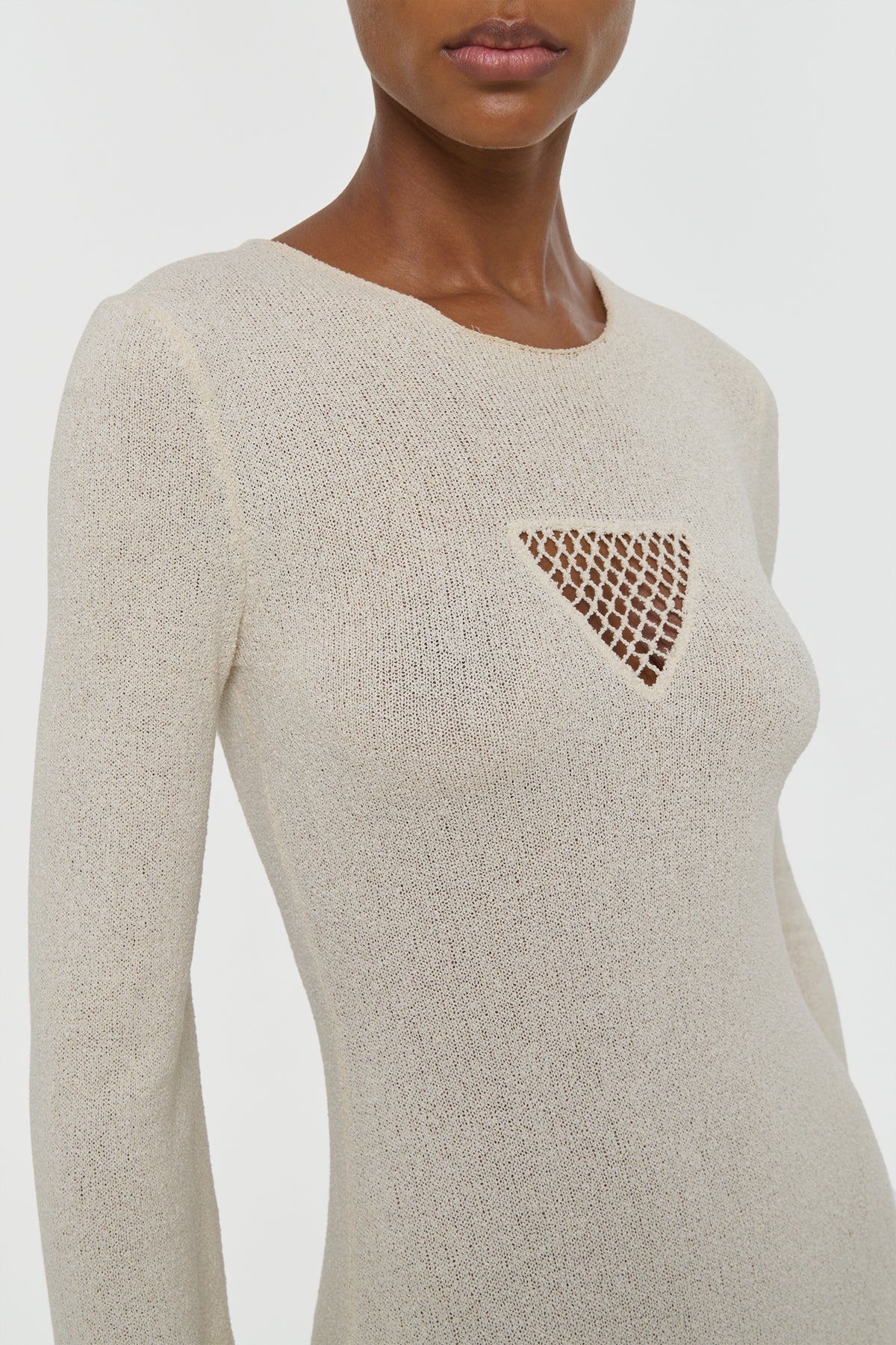 Arisen Knit Maxi Dress in Off White Mulberry Silk