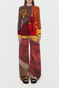 Amoret Barrel-leg Jean in Fire Multi Recycled Cotton Denim