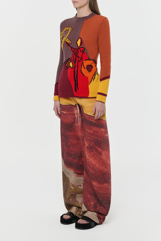 Arcana Knit Sweater in Fire Multi Cashmere