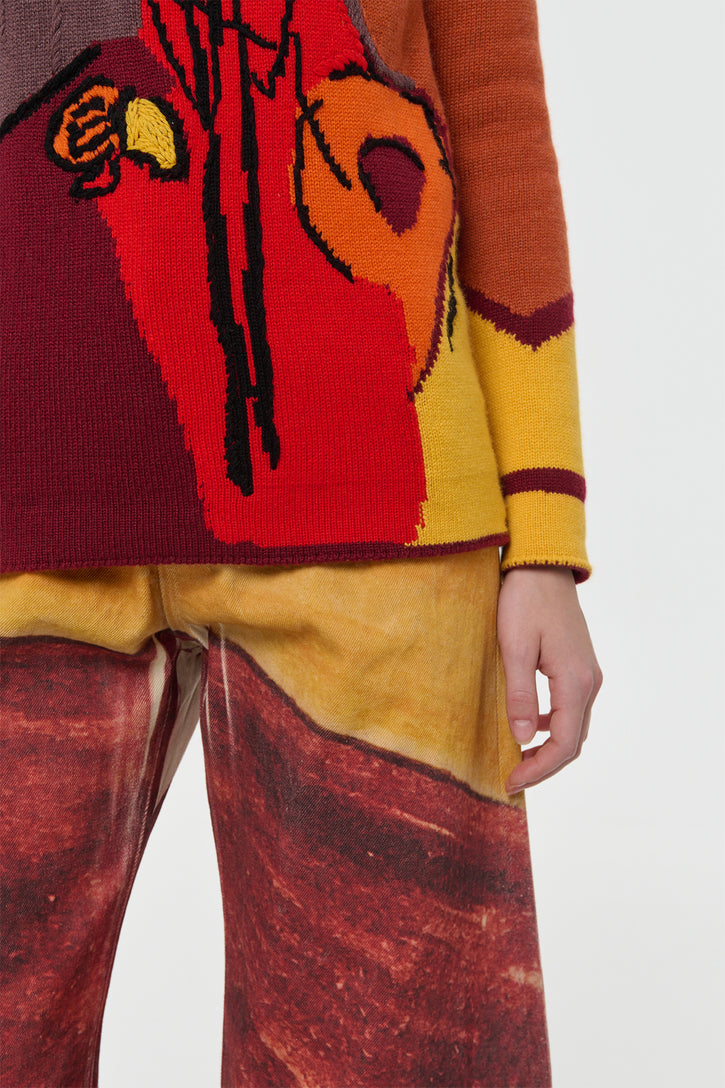 Arcana Knit Sweater in Fire Multi Cashmere