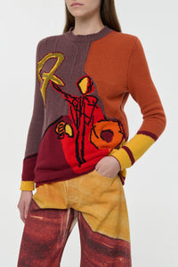 Amoret Barrel-leg Jean in Fire Multi Recycled Cotton Denim