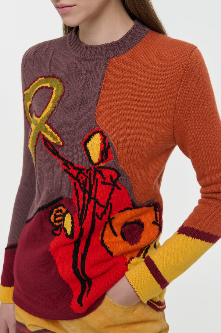 Arcana Knit Sweater in Fire Multi Cashmere