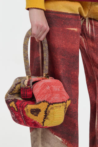 Fire Multi Crochet Cashmere Nina Bag - On Model | Gabriela Hearst