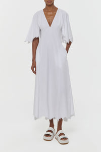 Ansel Midi Dress in Ivory Sea Island Cotton