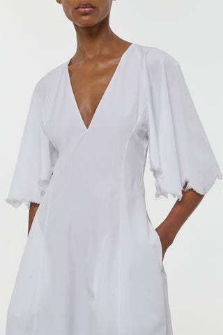 White Cotton Ansel Midi Dress - Close-up Detail View | Gabriela Hearst