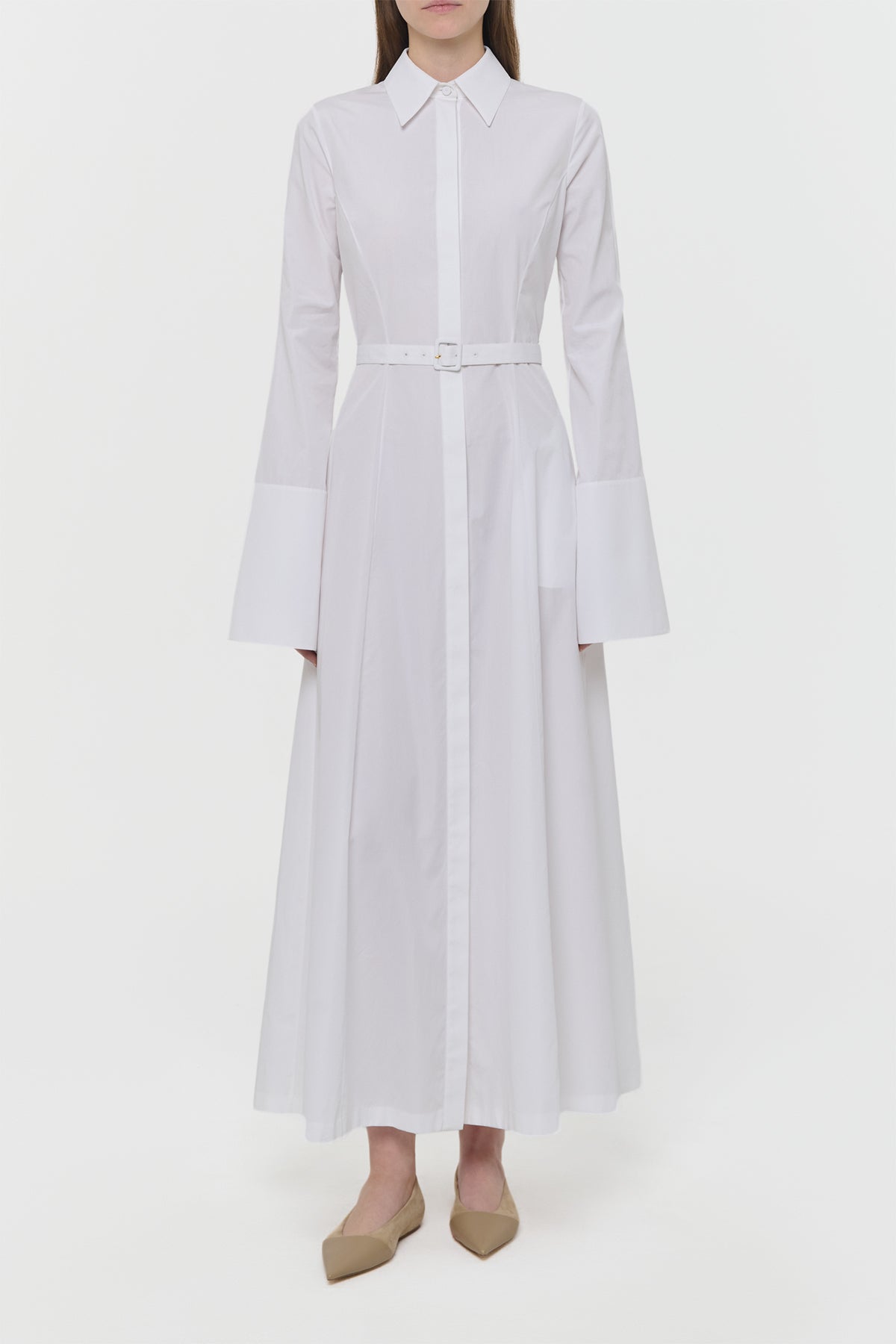 Carmina Maxi Shirtdress in White Sea Island Cotton