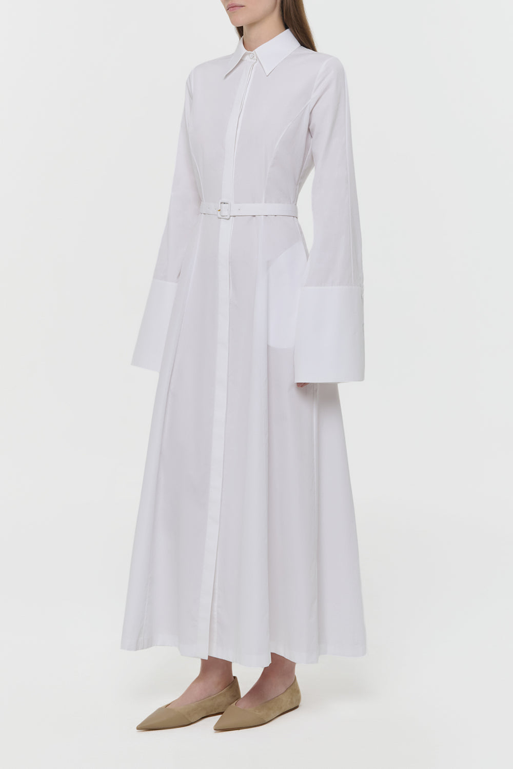 Carmina Maxi Shirtdress in White Sea Island Cotton