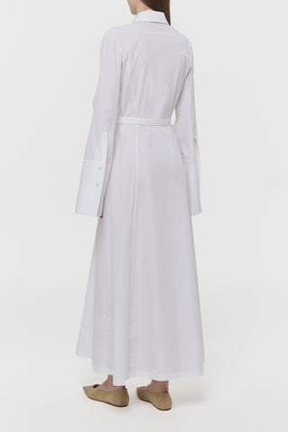White Cotton Carmina Shirtdress - Back View On Model | Gabriela Hearst