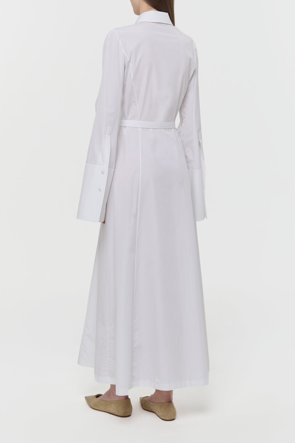 Carmina Maxi Shirtdress in White Sea Island Cotton