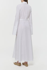 Carmina Maxi Shirtdress in White Sea Island Cotton