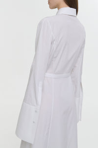 Carmina Maxi Shirtdress in White Sea Island Cotton