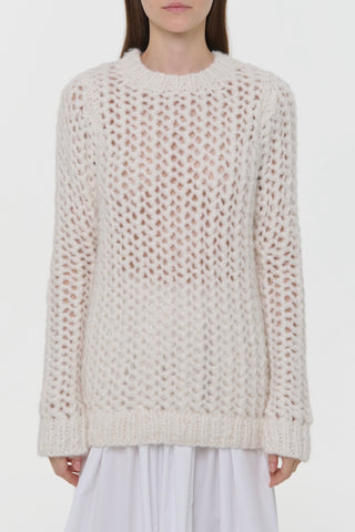 Veralune Knit Crewneck Sweater in Off White Welfat Cashmere
