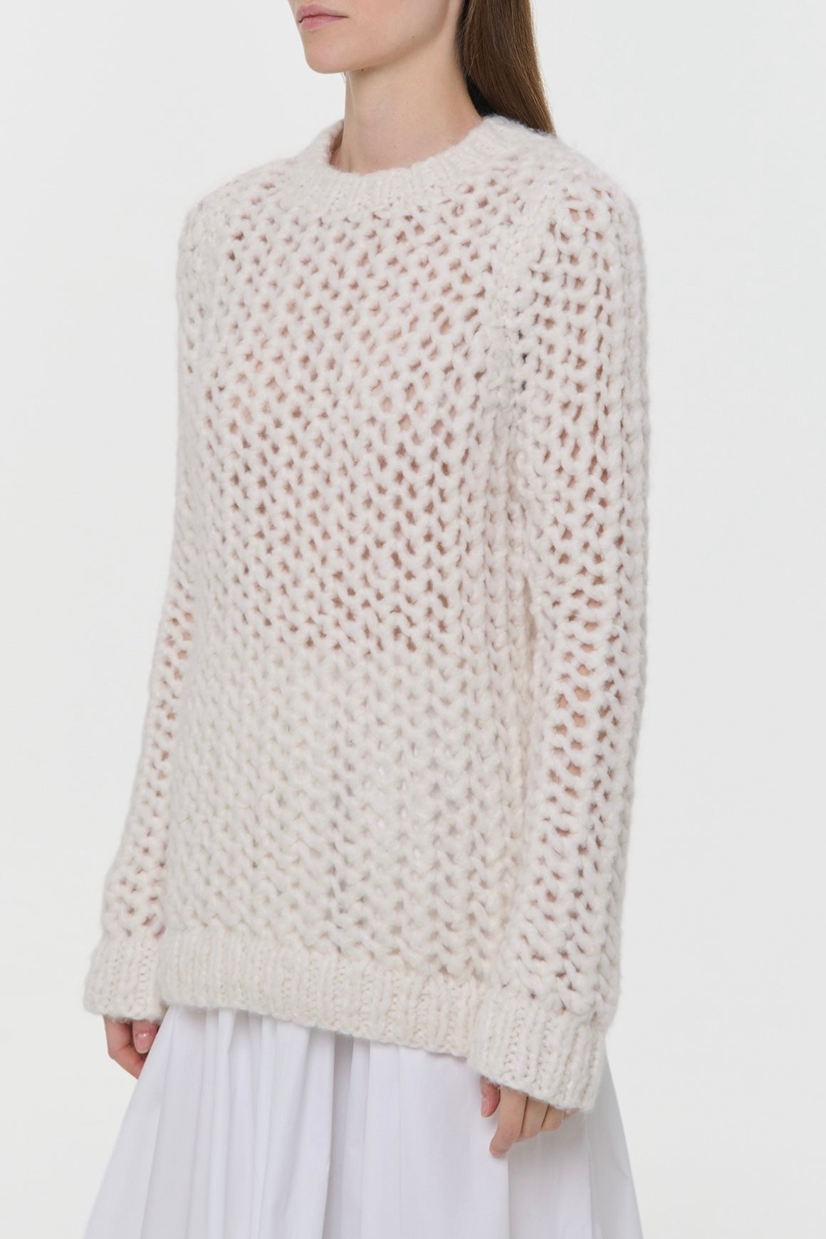 Veralune Knit Crewneck Sweater in Off White Welfat Cashmere