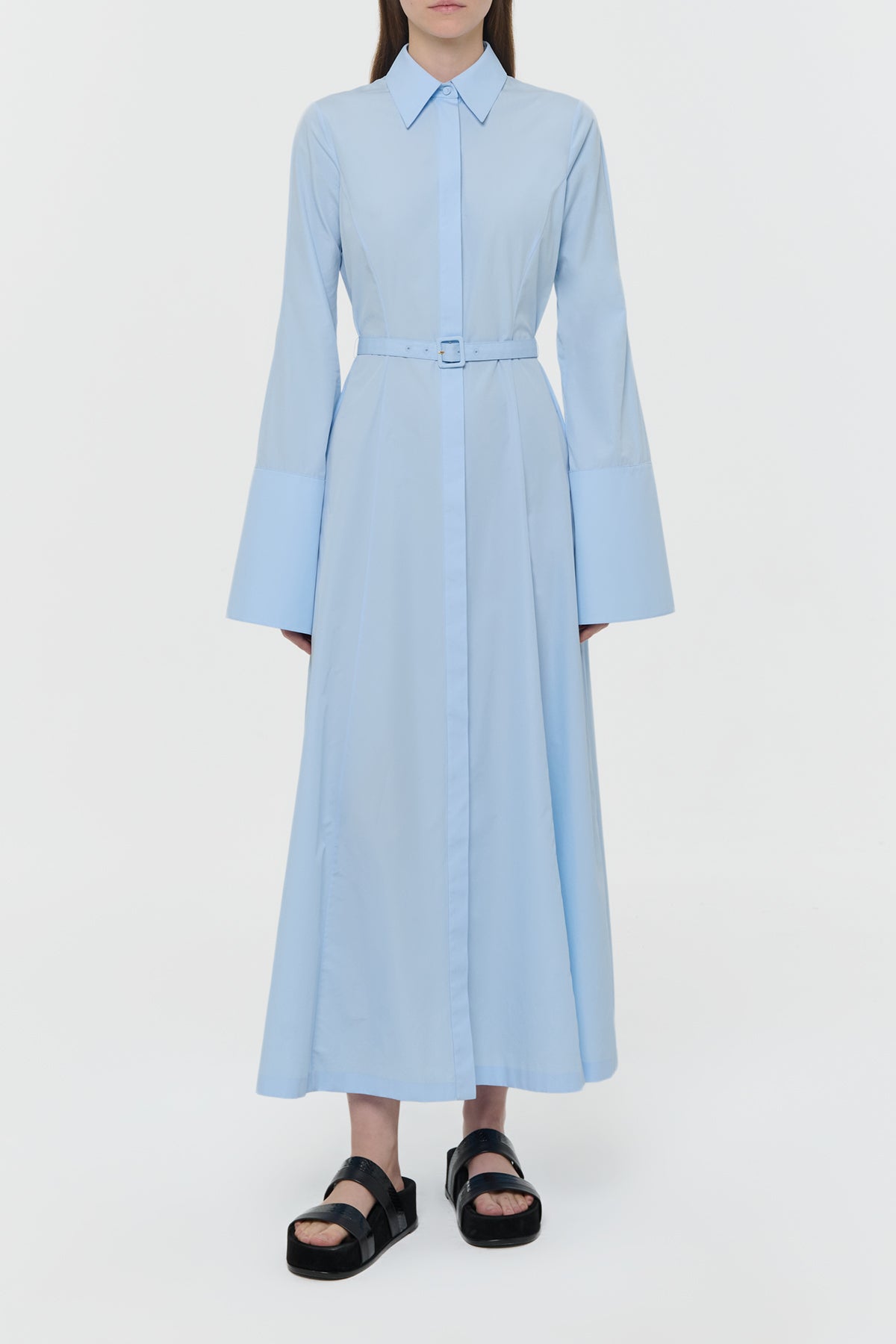 Carmina Maxi Shirtdress in Light Blue Sea Island Cotton