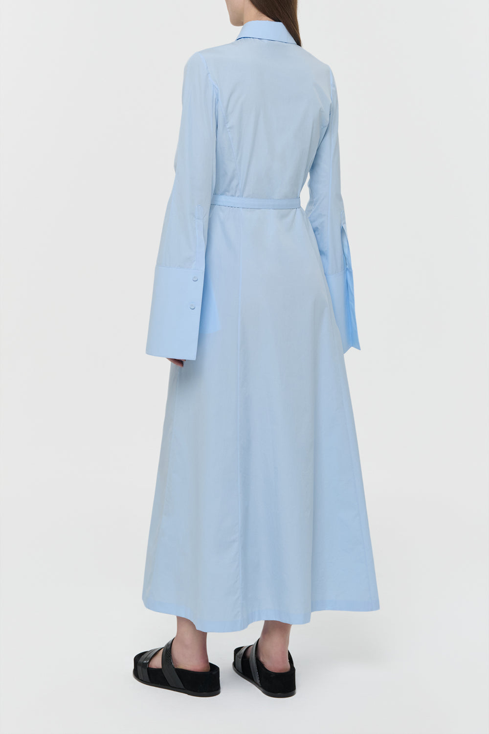 Carmina Maxi Shirtdress in Light Blue Sea Island Cotton