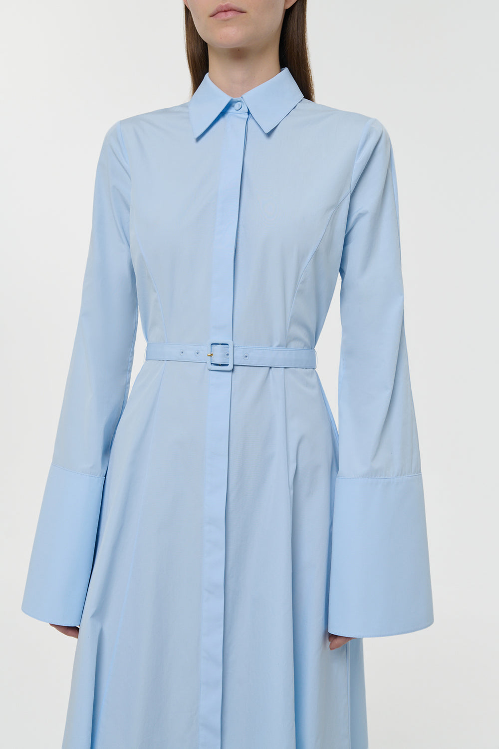 Carmina Maxi Shirtdress in Light Blue Sea Island Cotton