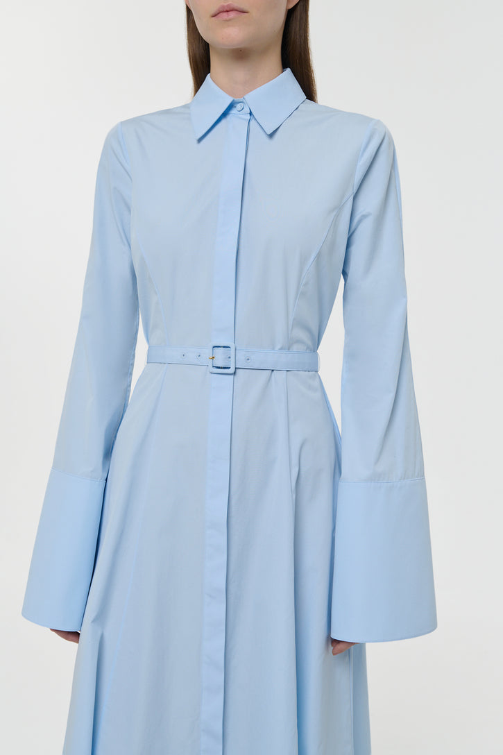 Carmina Maxi Shirtdress in Light Blue Sea Island Cotton