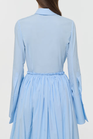 Light Blue Sea Island Cotton Jataya Shirt - Back View On Model | Gabriela Hearst