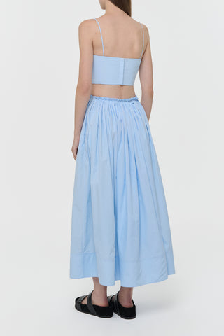 Light Blue Cotton Shiva Maxi Skirt - Back View Styled Look | Gabriela Hearst