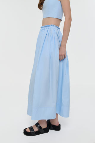 Light Blue Sea Island Cotton Shiva Maxi Skirt - Three Quarter View | Gabriela Hearst