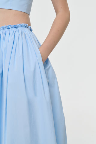 Light Blue Cotton Shiva Maxi Skirt - Gathered Waist Detail | Gabriela Hearst
