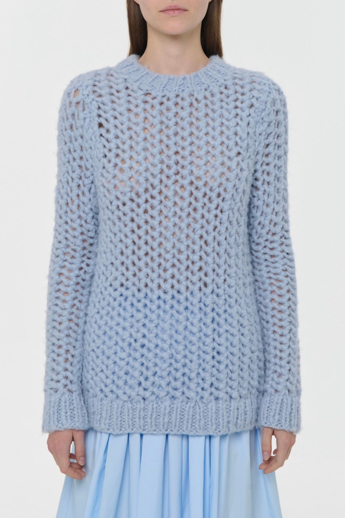 Veralune Knit Sweater in Light Blue Welfat Cashmere