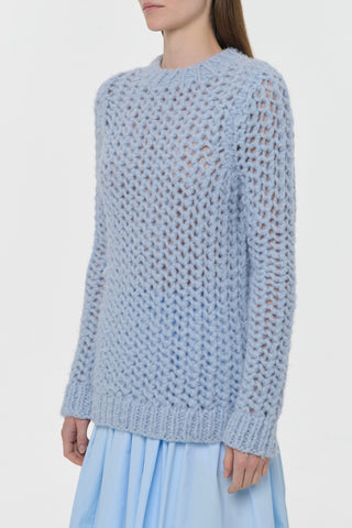 Light Blue Cashmere Veralune Sweater - Side View On Model | Gabriela Hearst