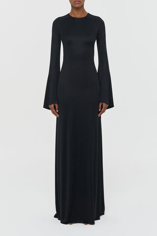 Black Silk Jersey Imara Maxi Dress - Front View On Model | Gabriela Hearst