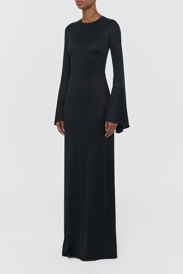 Imara Maxi Dress in Black Silk Jersey