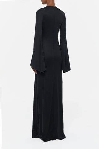 Black Silk Jersey Imara Maxi Dress - Back View On Model | Gabriela Hearst